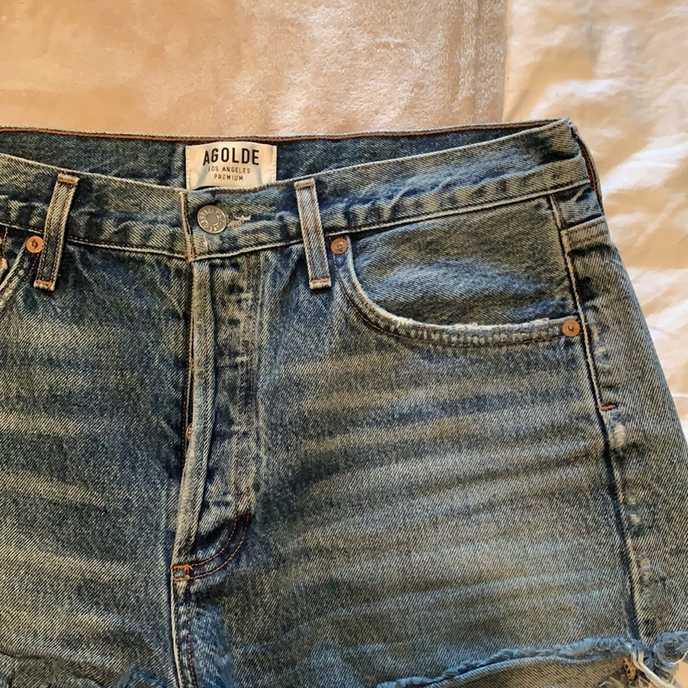 Agolde Disstressed Denim Shorts